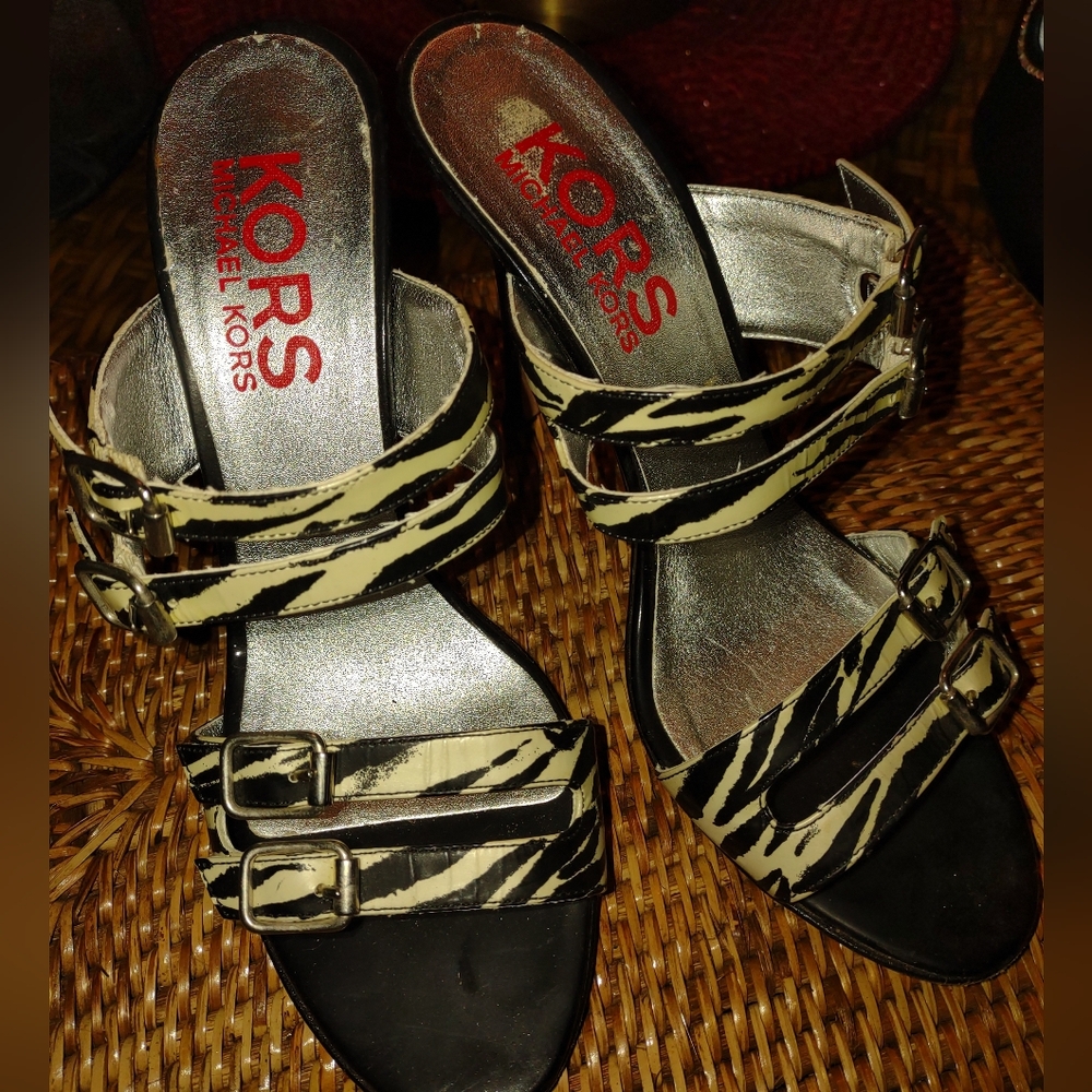 Michael Kors Black and Cream Women's Sandals